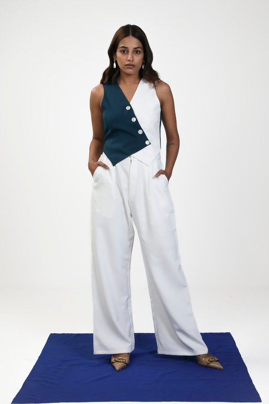 Asymmetric Color-Block Vest Top