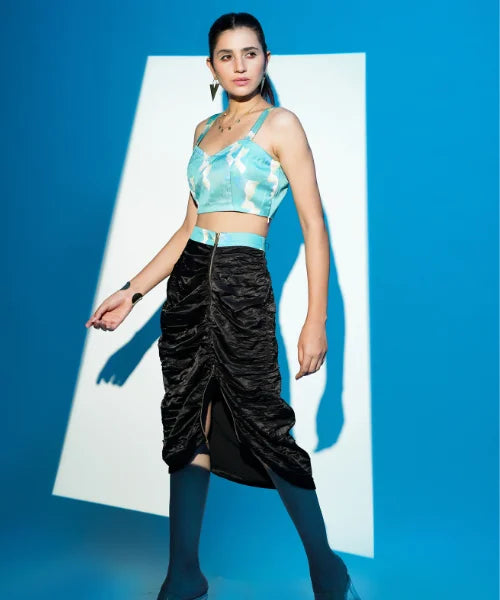 Printed Crop Top & Skirt