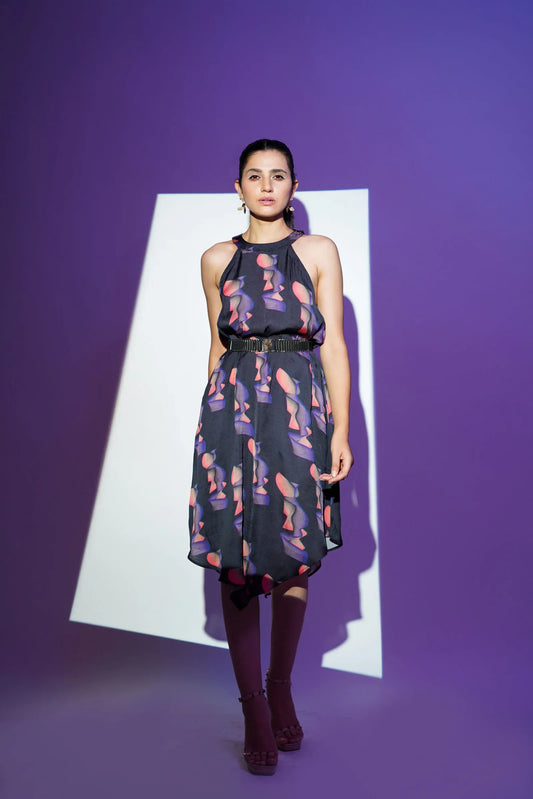 Satin Dress with Print Design