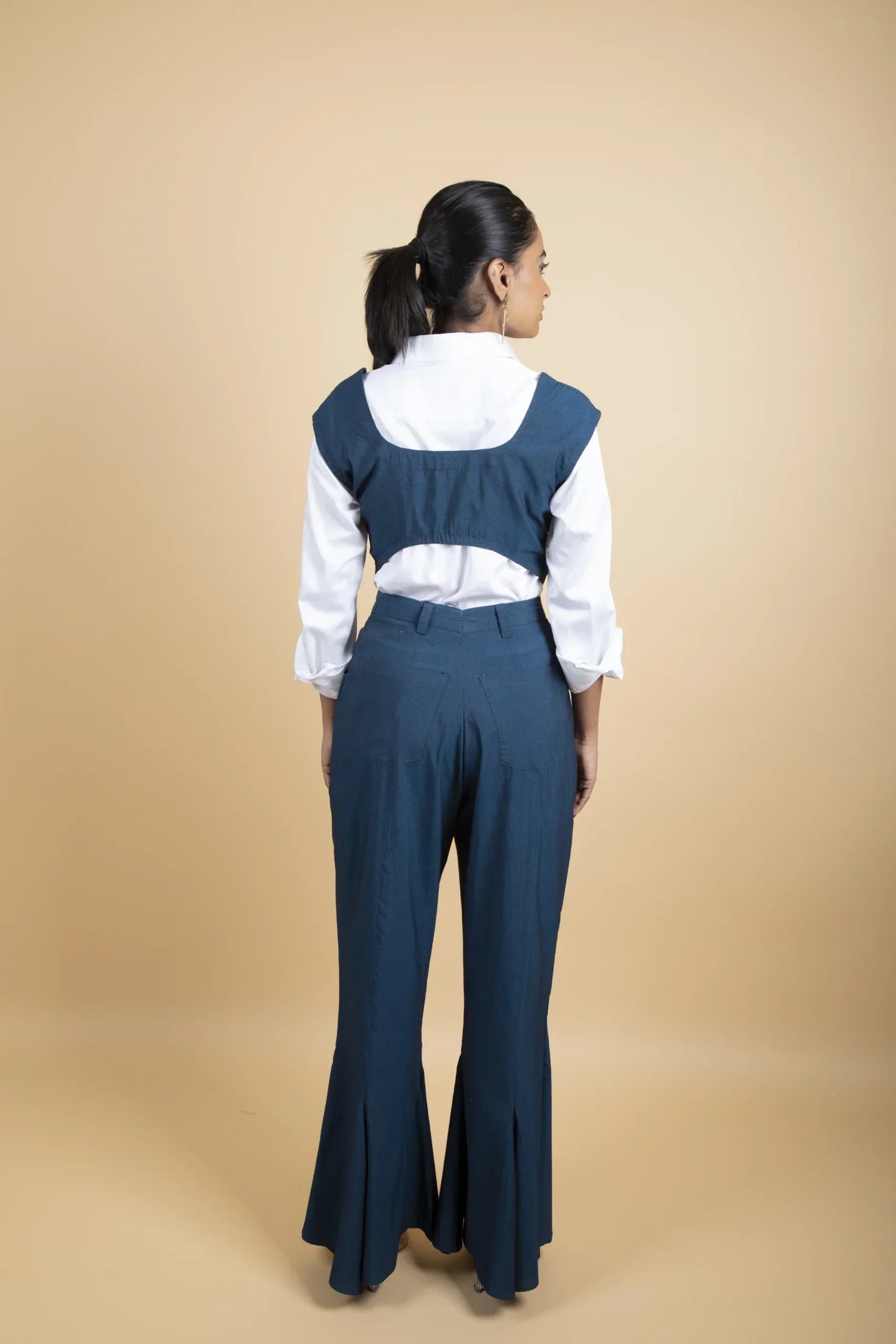 Abstract Top With Flare Pants Set