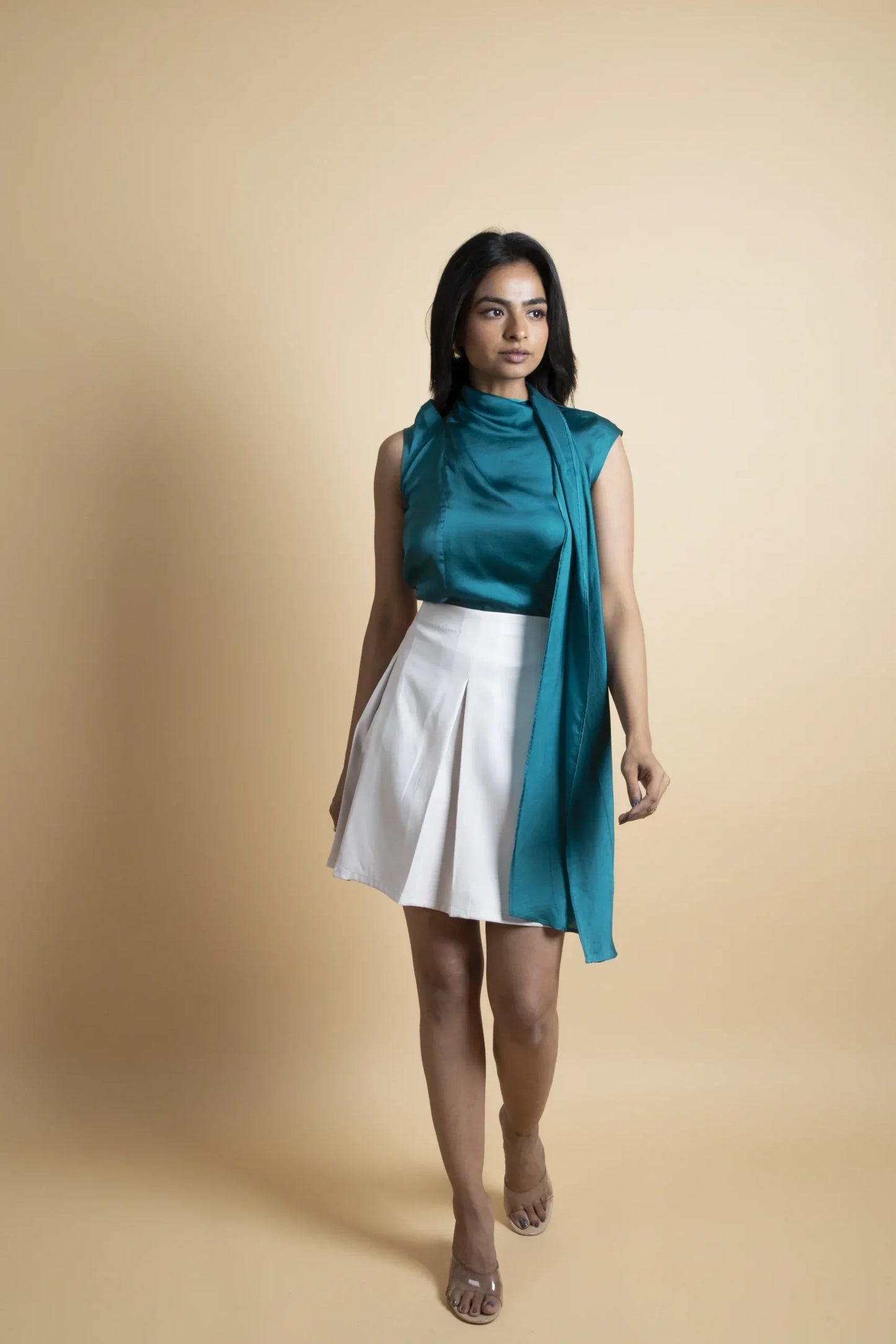 Top With Pleated Skirt Set